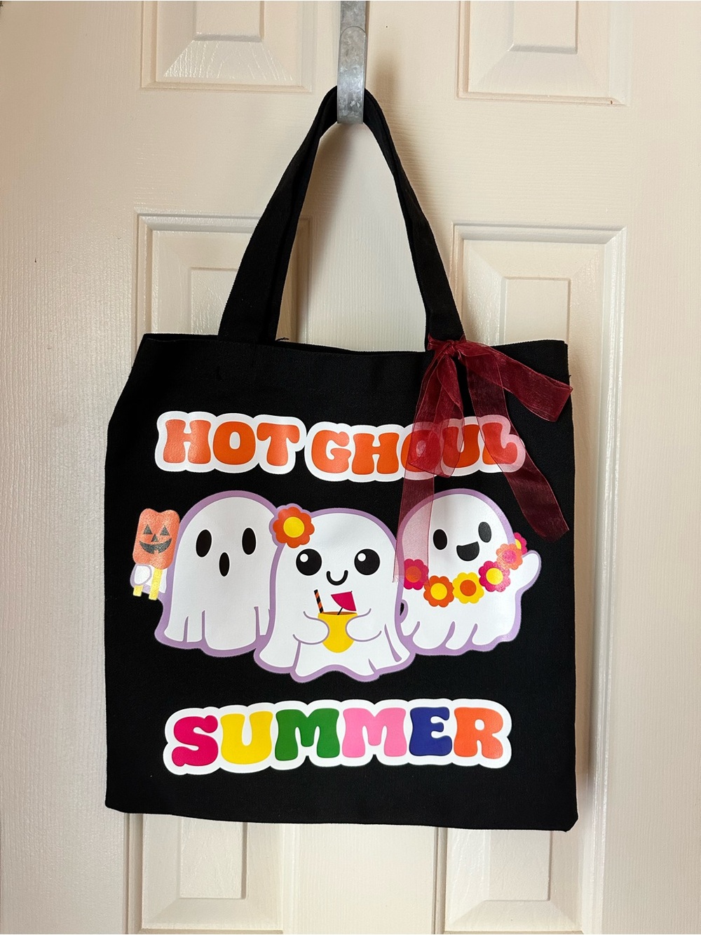 Black "Hot Ghoul Summer" Graphic Tote Bag
